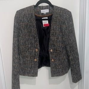 Calvin Klein X White Label Designer X Tweed Cropped Double Breasted Blazer Sz 4